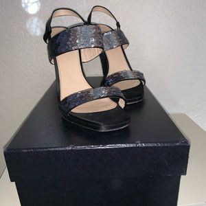 Prada sequin black high heel sandal